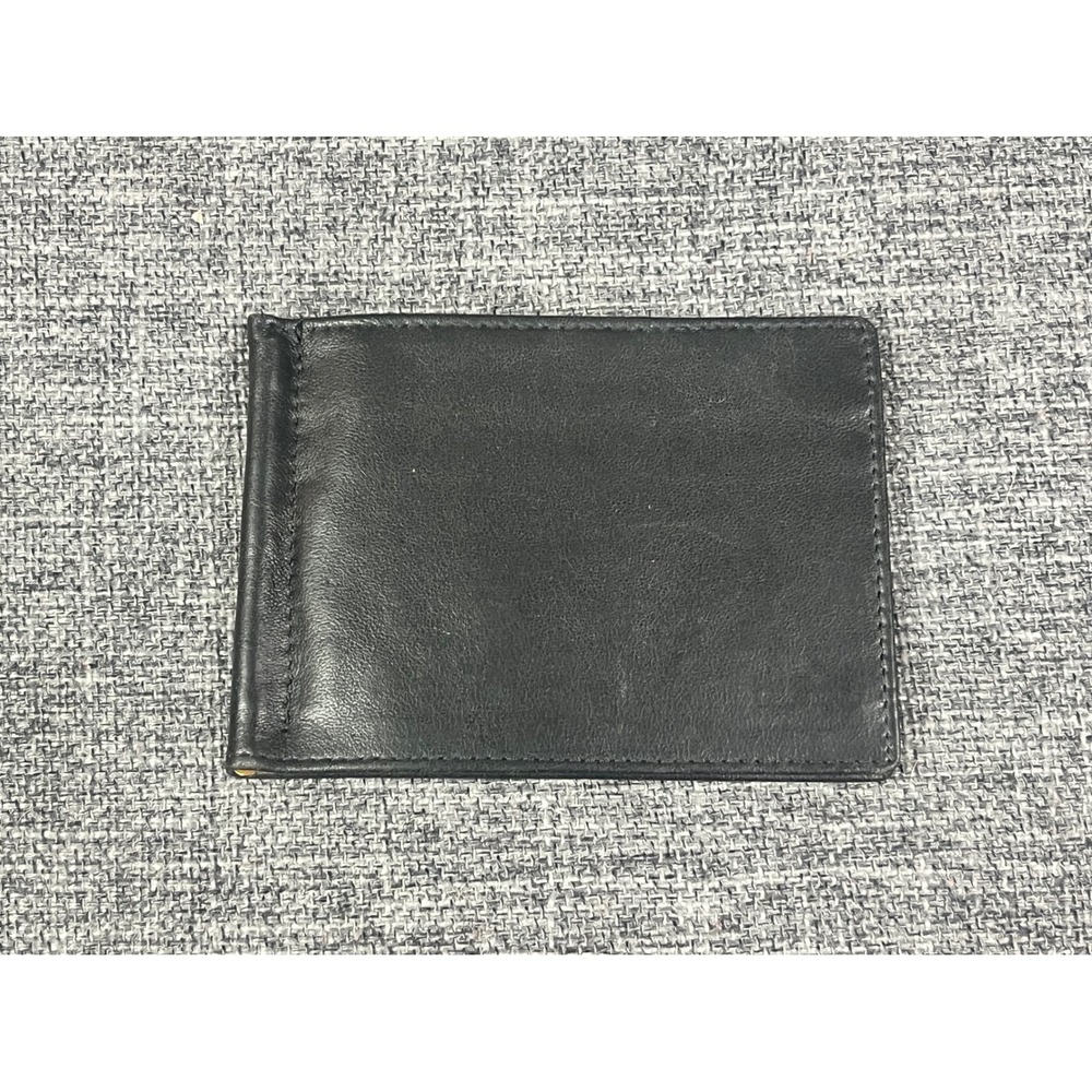 Lodis Black Leather Bifold Money Clip Wallet Made in Spain 6 Card Slots Slim